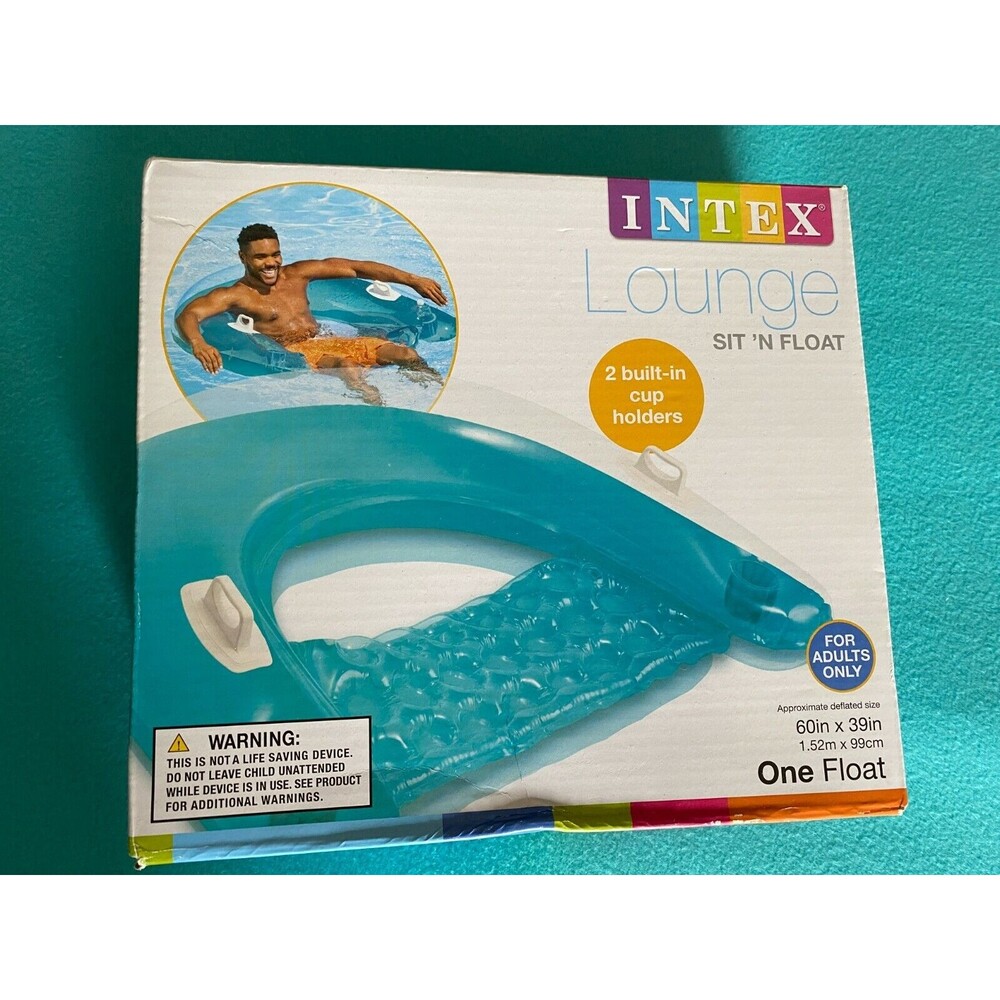 INTEX  SIT 'N FLOAT Inflatable Lounge w/2 Built-in Cupholders 60"X 39" ADULTS
